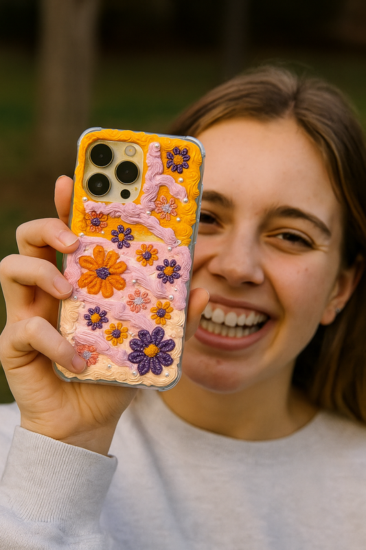 Sunset Bloom Creamy Case: Your Phone's New Vintage BFF! ✨