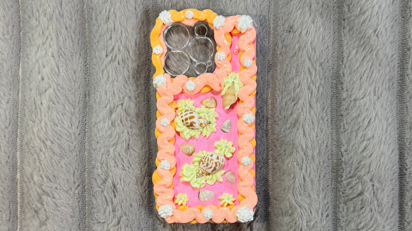 Handmade Pink Seashell Decoden Phone Case – Kawaii Beach Vibes