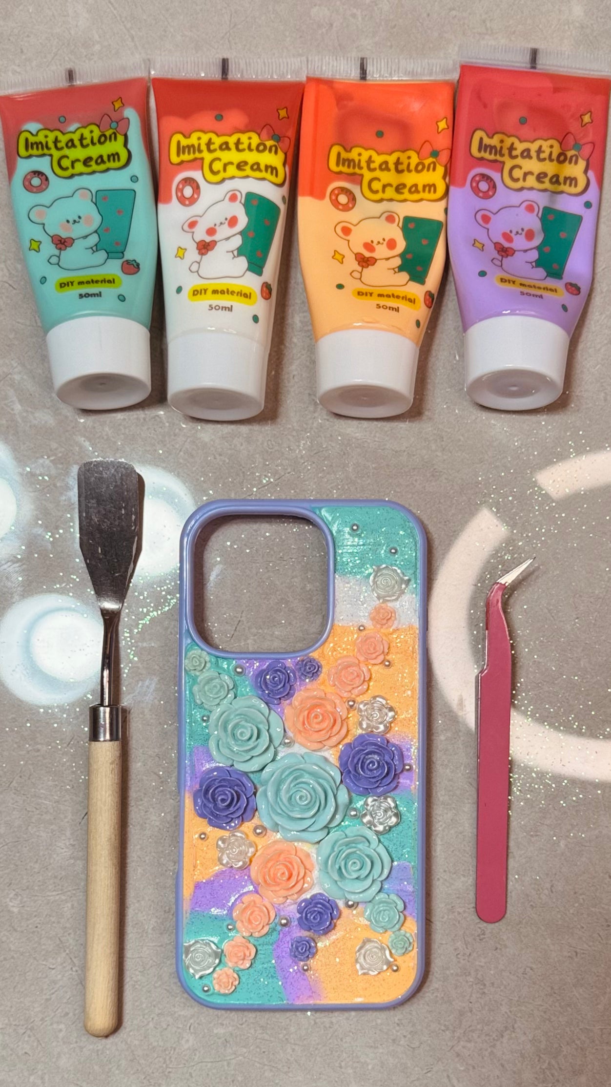 3D Pastel Dreamscape Rose Decoden Case – Handmade Floral Luxe