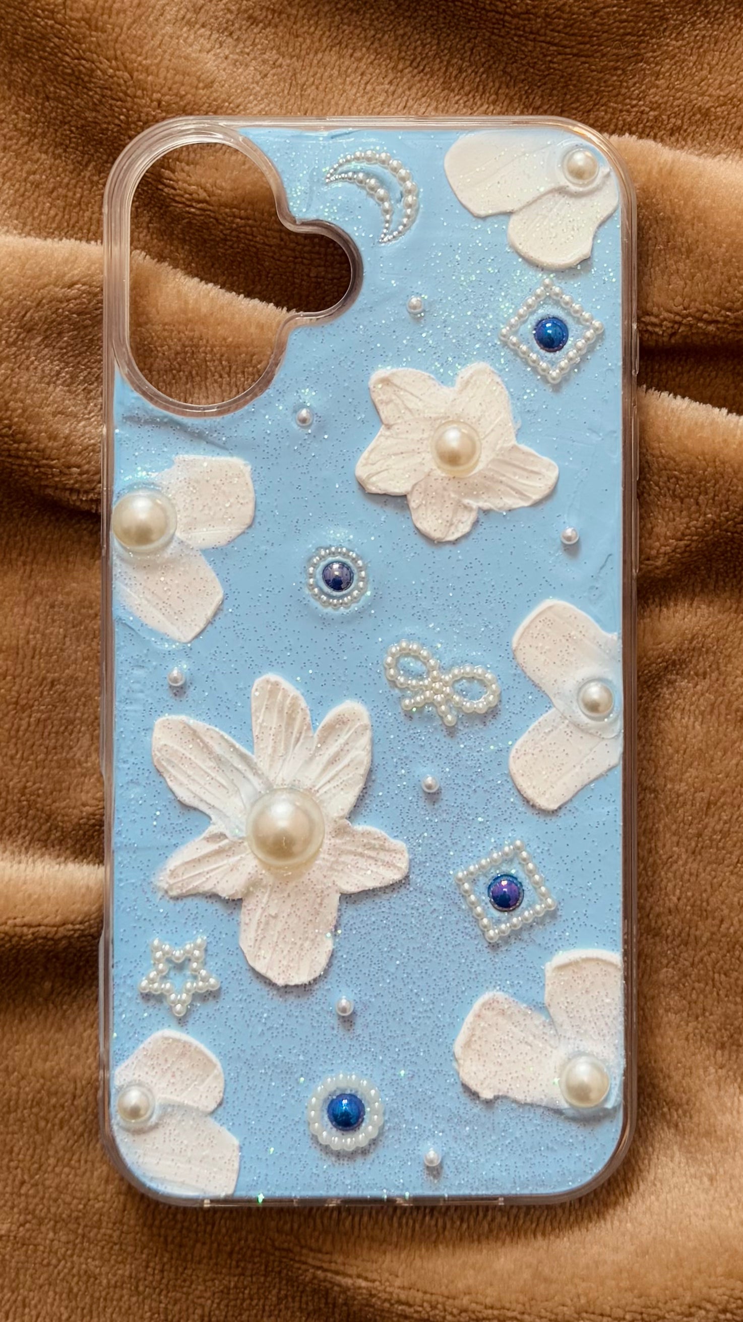 Blue Garden Pearl Flower Phone Case – Cute Nature Style – Creamy Cases Blue Garden Pearl Flower Phone Case – Cute Nature Style – Creamy Cases