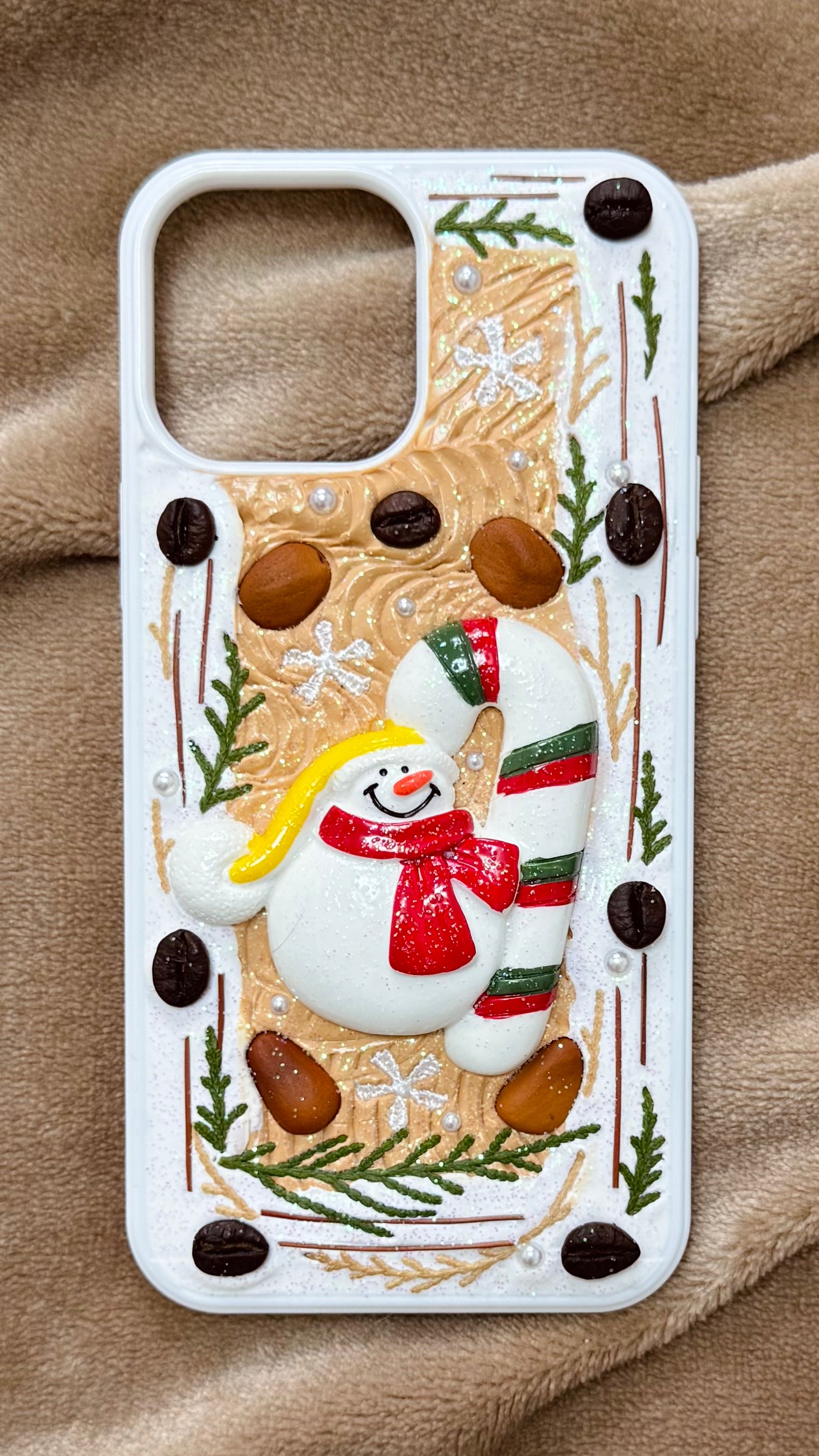 Christmas Snowman & Candy Cane 3D Handmade Phone Case – Creamy Cases Christmas Snowman & Candy Cane 3D Handmade Phone Case – Creamy Cases