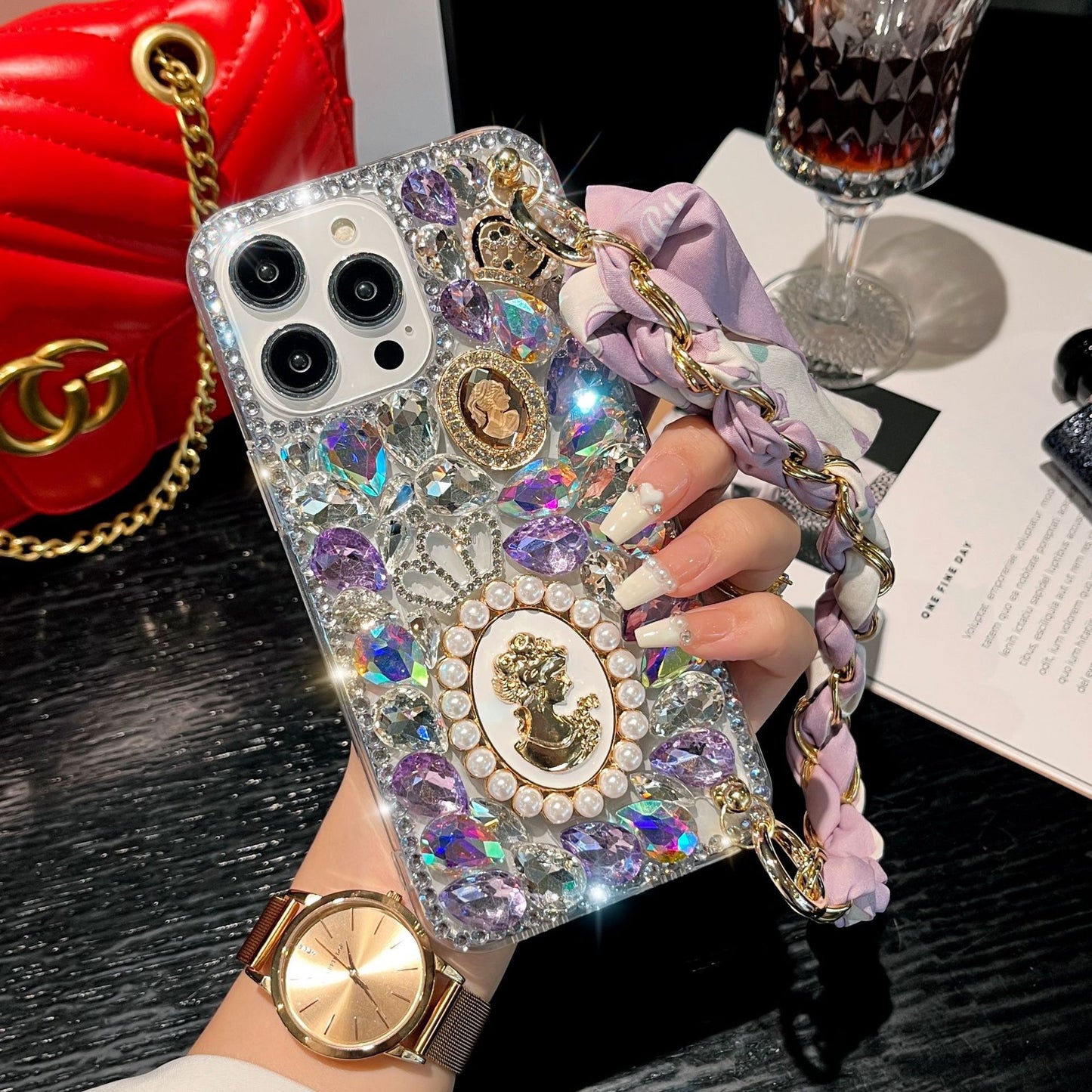 ✨ Crystal Princess Cameo iPhone Case with Chain ✨3
