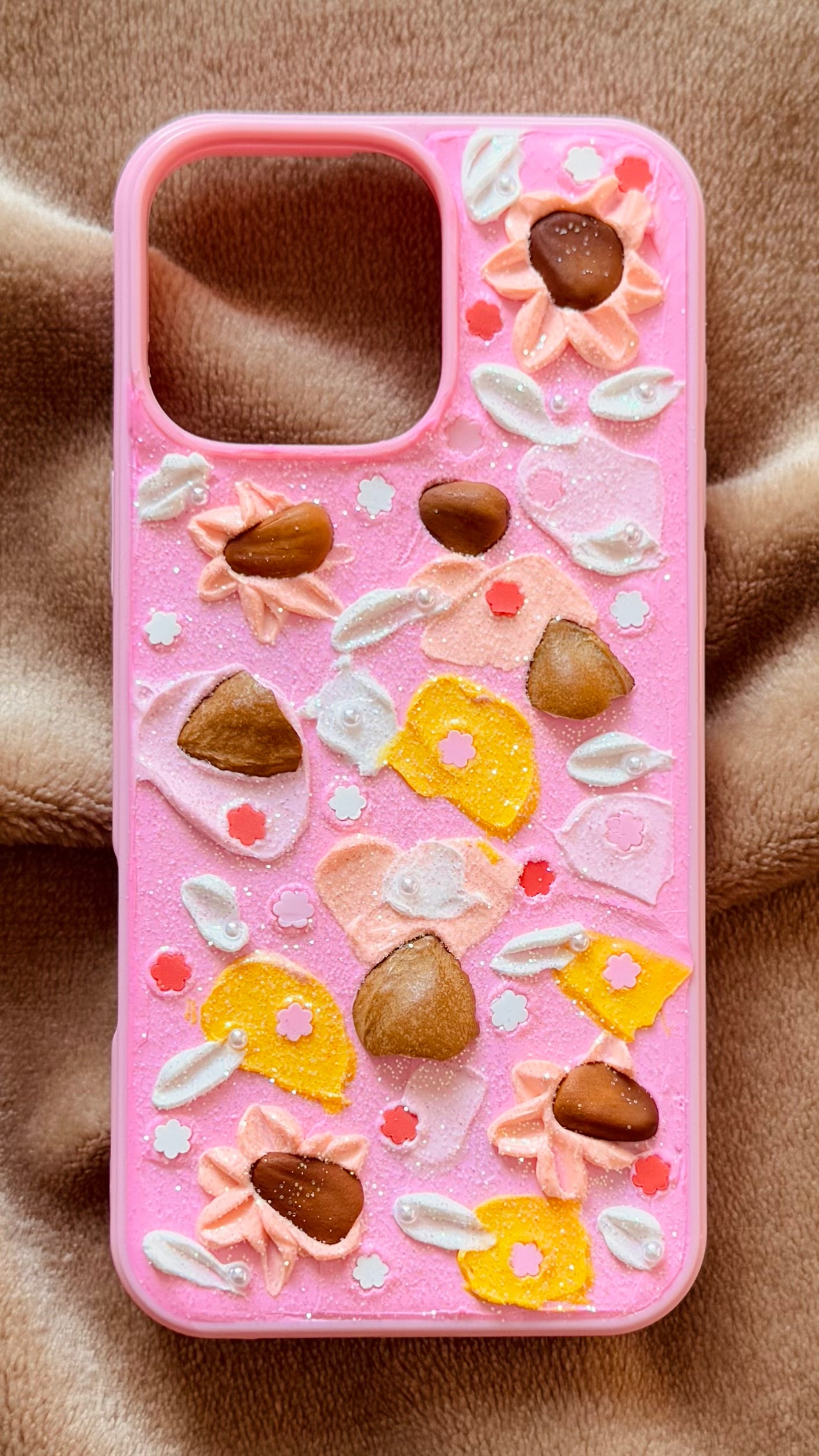Cute Nature Candy Phone Case with Pine Nuts & Almond Shells – Creamy Cases