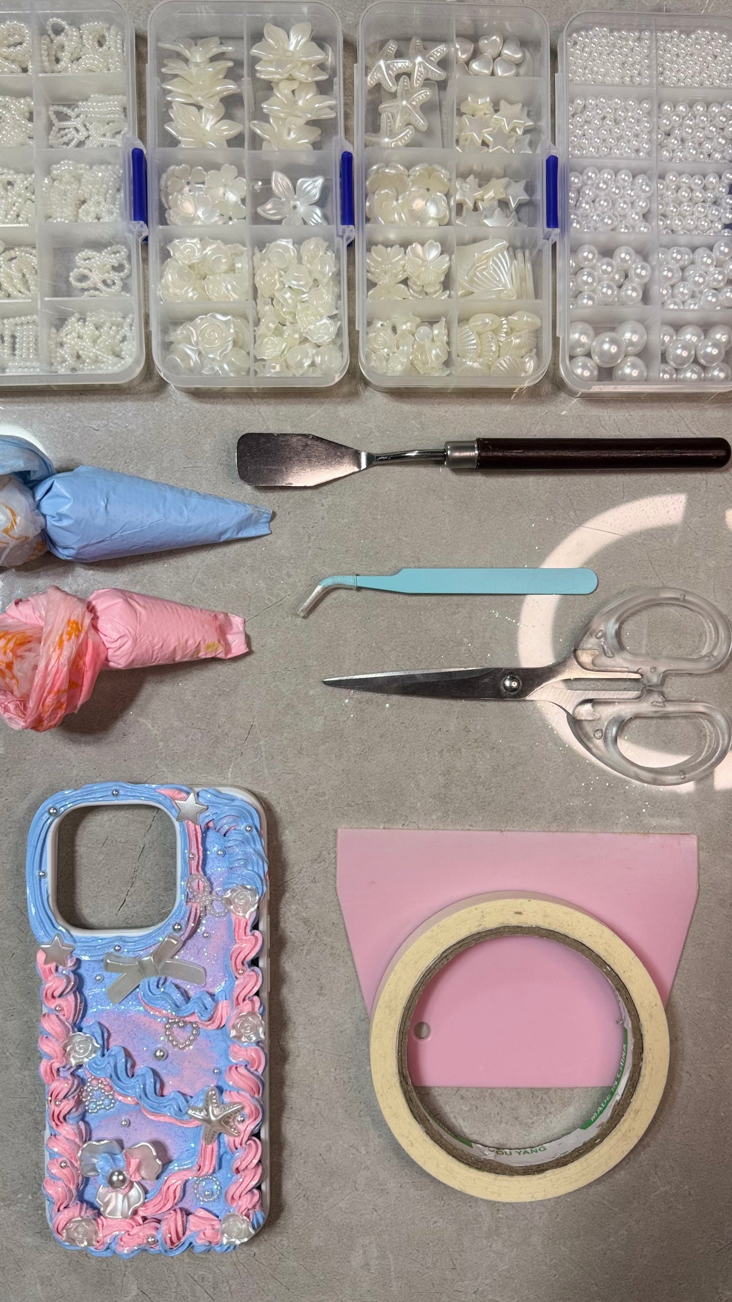 Dreamy Ocean Whip Case – Pastel Pink & Blue Pearl Design