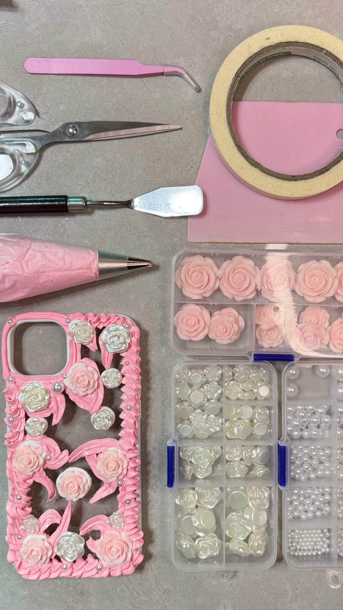Fairy Pink Whipped Rose Case 🌸 Handmade Dreamy Phone Cover.materials
