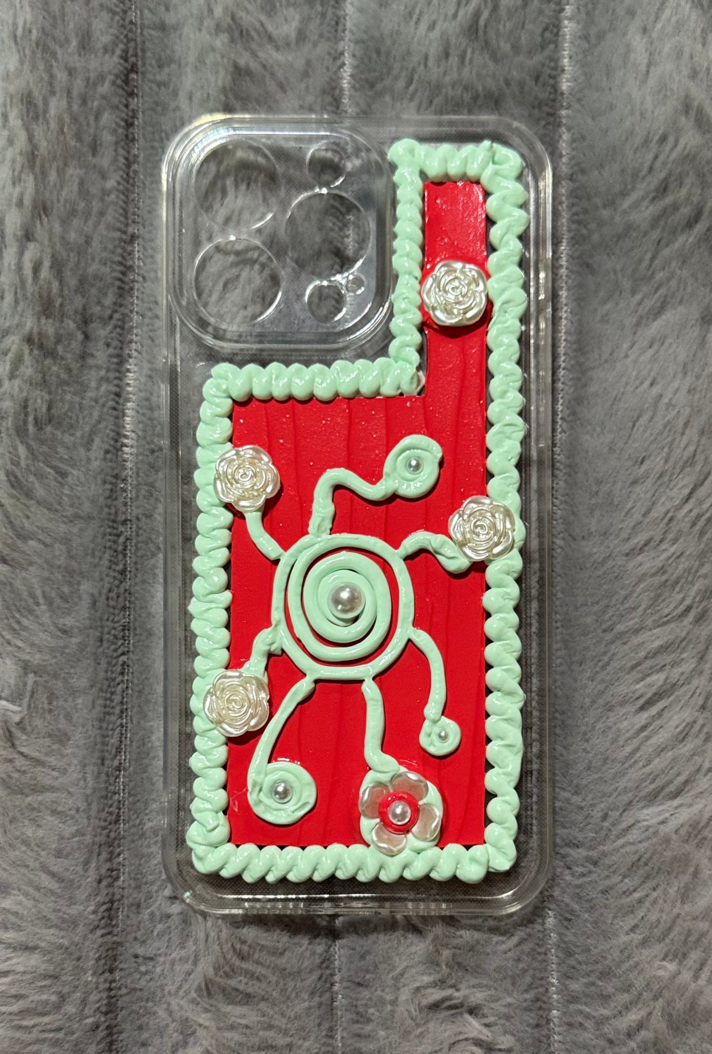 Funda para teléfono hecha a mano con pegamento crema “Vibrant Bloom”