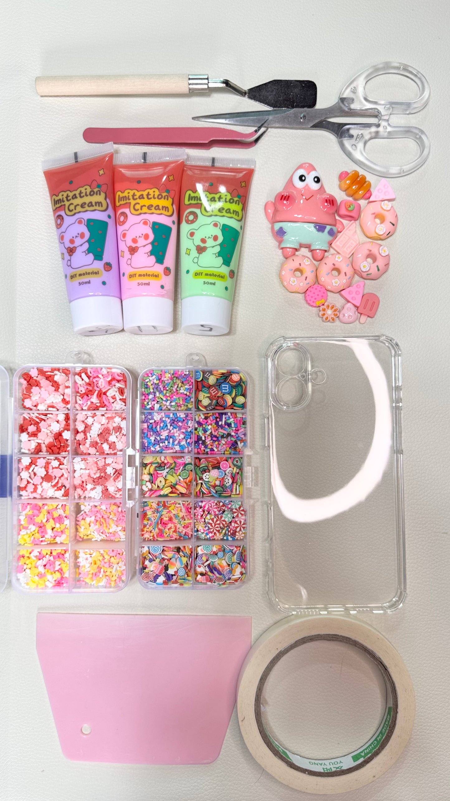 Kawaii Patrick Star Decoden Phone Case – Handmade 3D Candy Aesthetic Cover