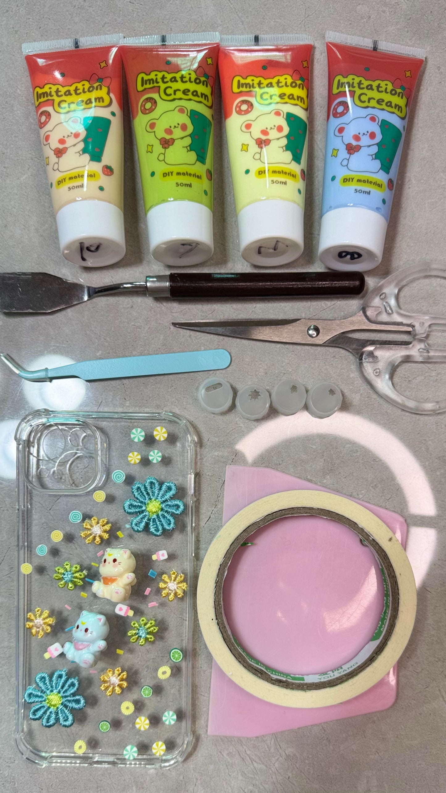 Handmade Kawaii Whipped Cream Phone Case – 3D Cats & Candy Flowers