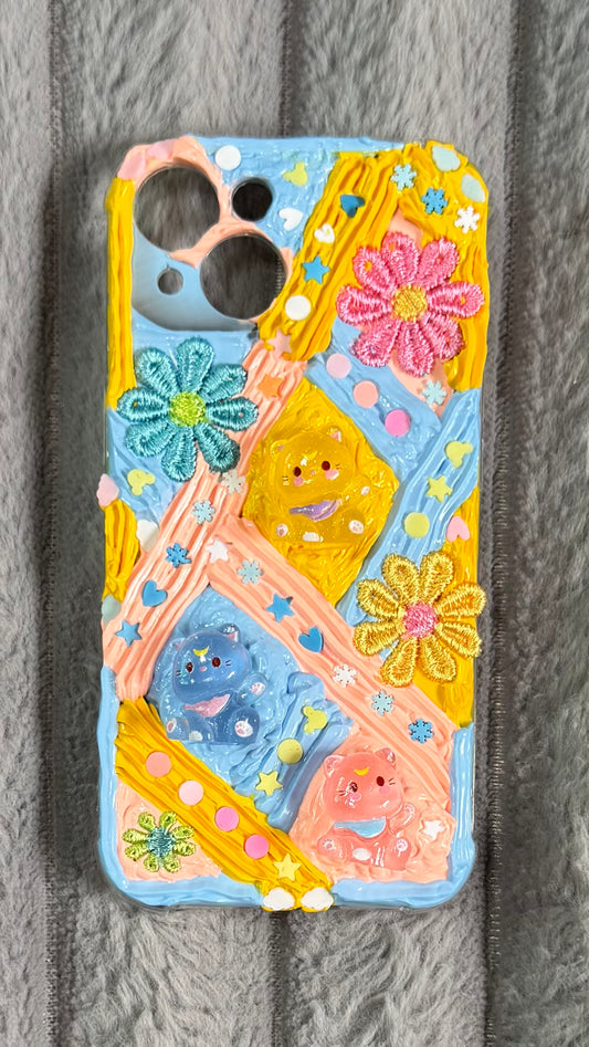 Handmade Kawaii 3D Cartoon Resin Phone Case โ Y2K Cute Glitter Aesthetic for iPhone