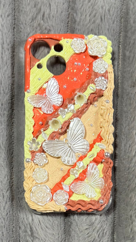 Handmade 3D Butterfly & Rose Decoden Phone Case – Y2K Whimsical Glam