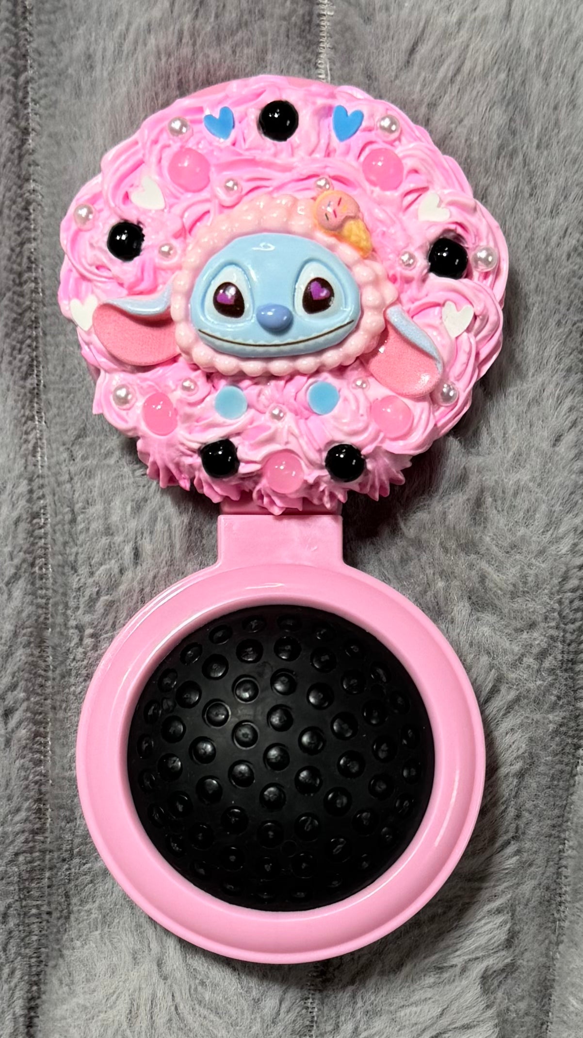 Handmade Cream Glue Cushion Comb – Stitch Edition | Kawaii Detangler Brush