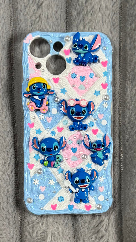 Handmade Stitch Cream Glue Phone Case - A Must - Have for Disney Fans