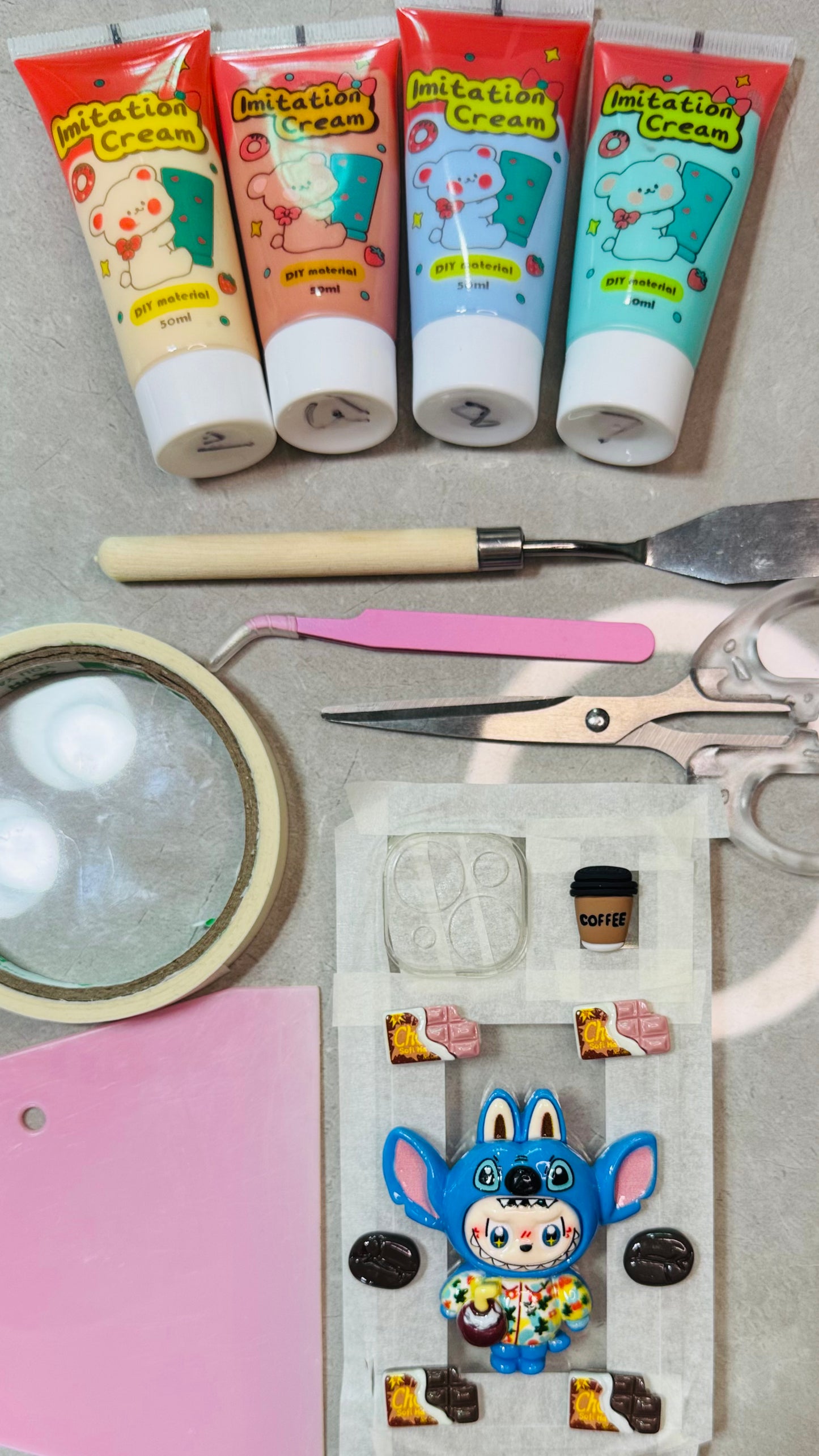 Handmade Labubu x Stitch Cream Phone Case | Pop Mart Artisan Cover for iPhone