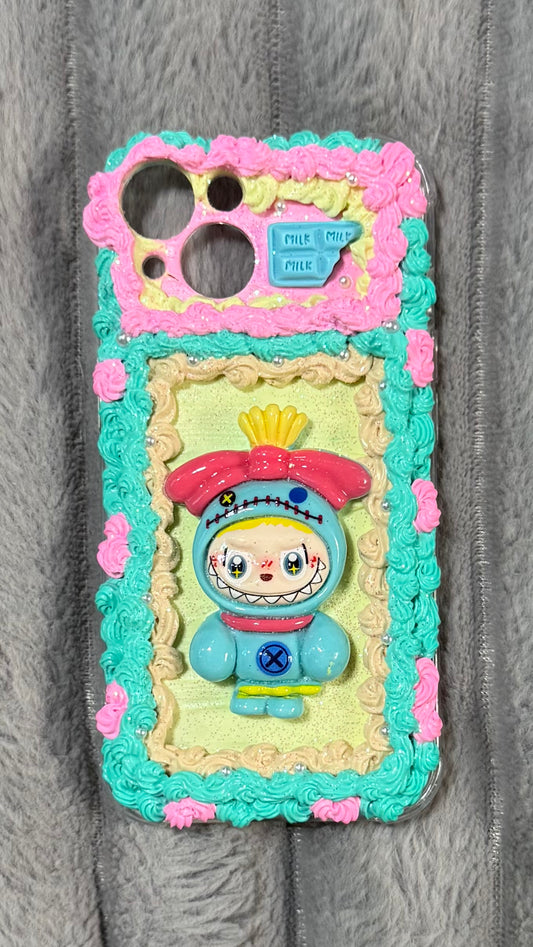 Handmade Pastel Labubu Cream Phone Case | Pop Mart Kawaii Art โข Unique Phone Accessory