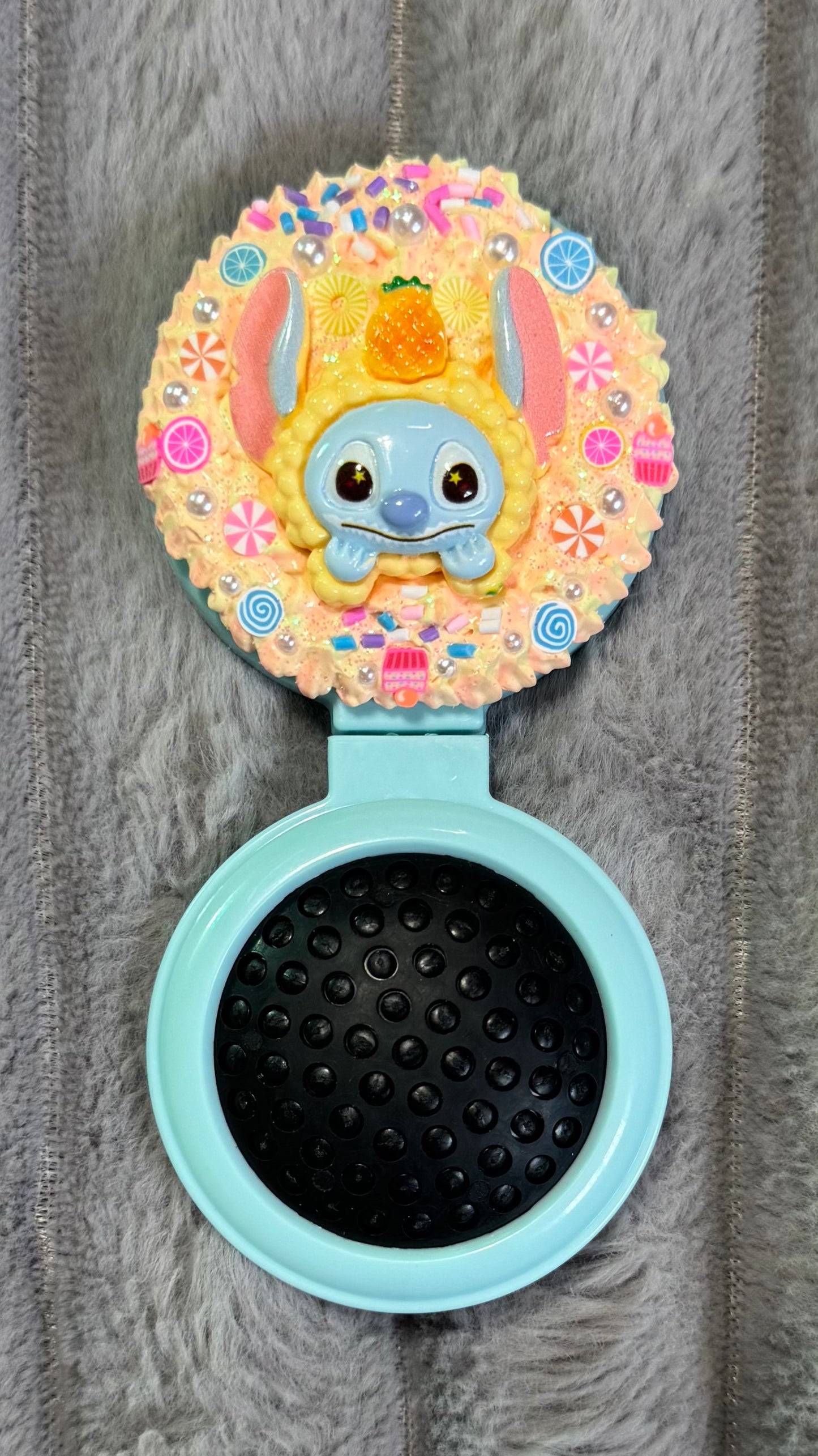 Handmade Stitch-Inspired Whipped Cream Cushion Hair Brush – Kawaii Candy Style