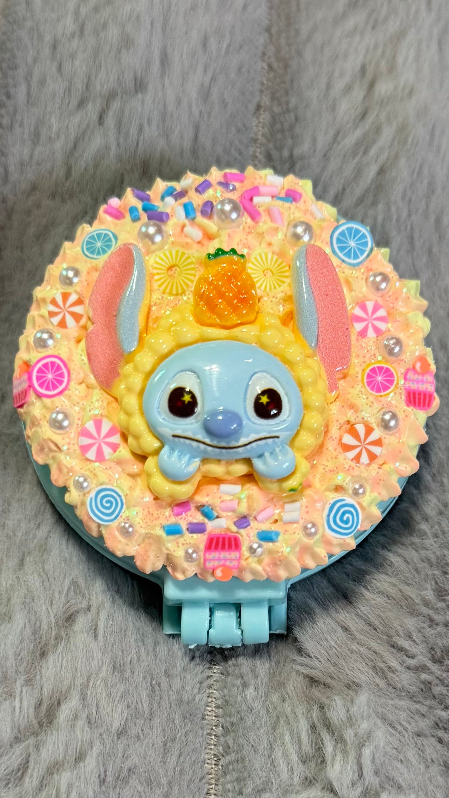 Handmade Stitch-Inspired Whipped Cream Cushion Hair Brush – Kawaii Candy Style