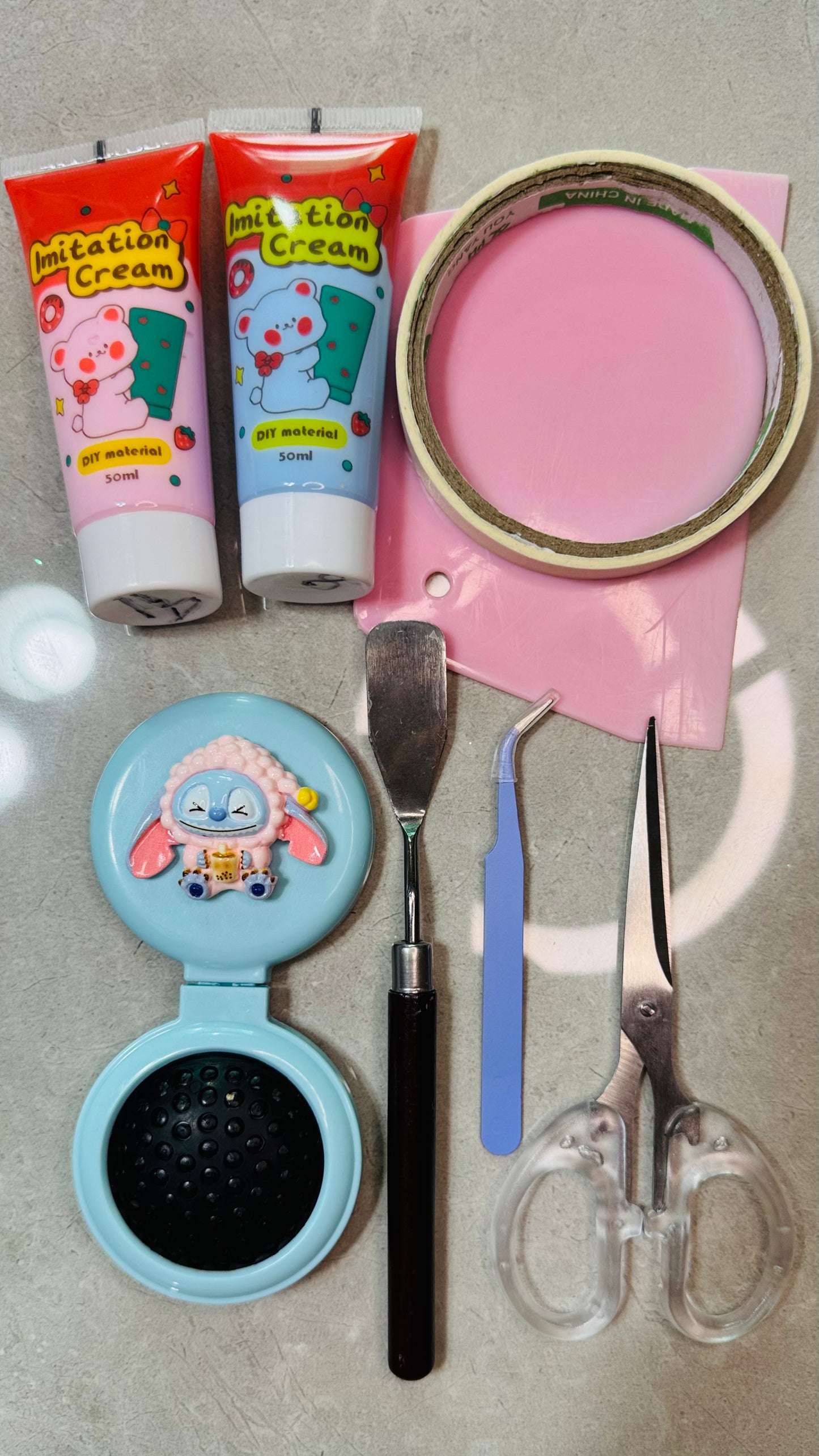Handmade Stitch-Inspired Whipped Cream Air Cushion Comb – Kawaii Pastel Design