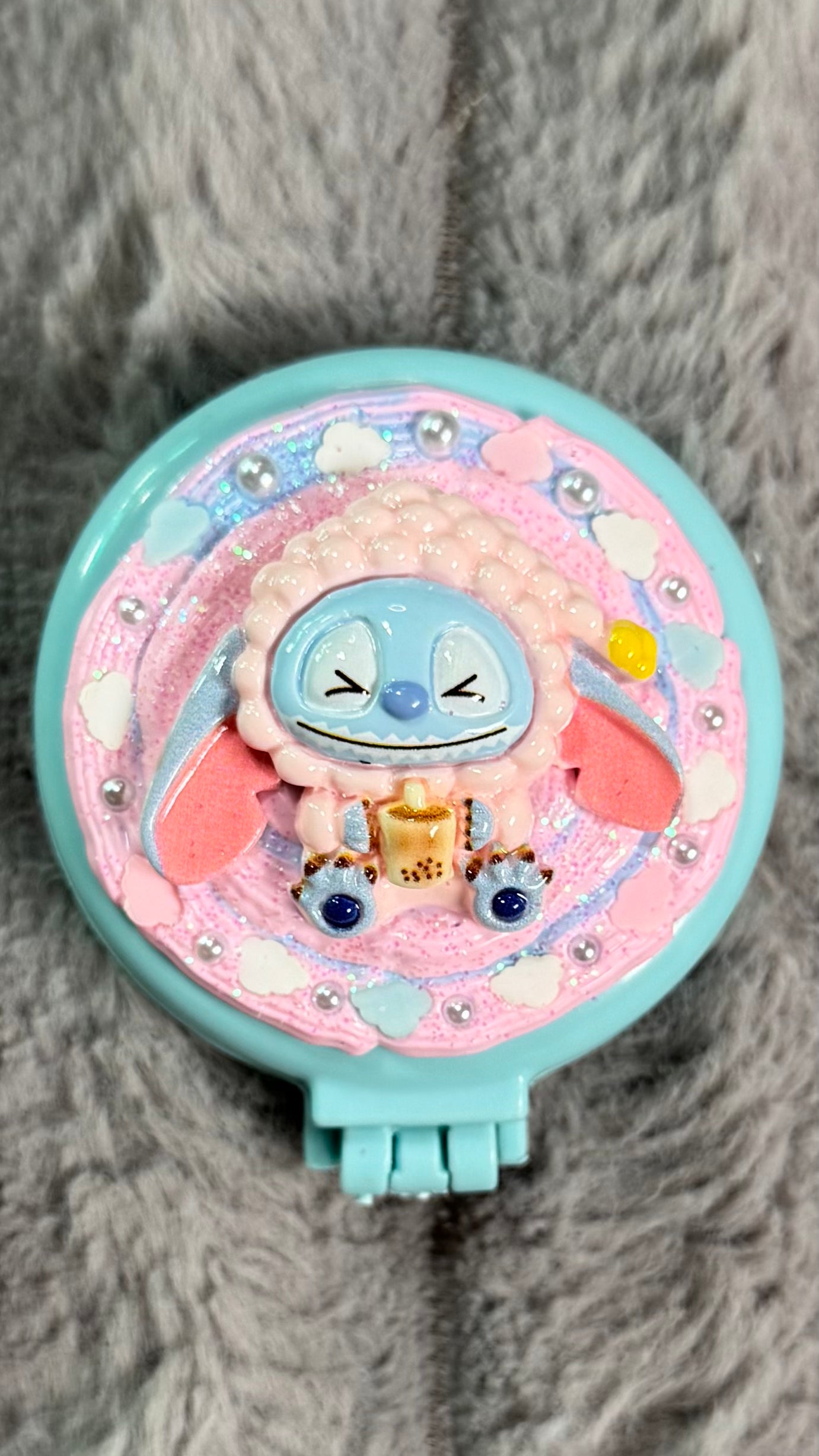 Handmade Stitch-Inspired Whipped Cream Air Cushion Comb – Kawaii Pastel Design