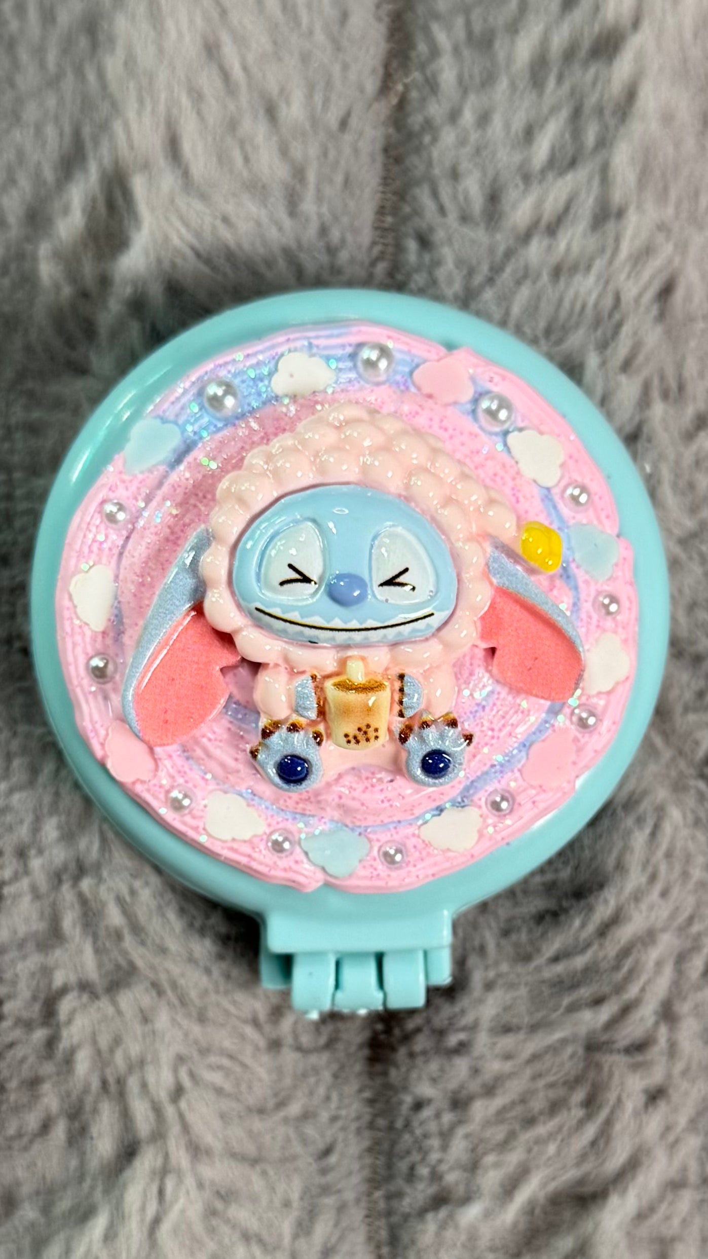 Handmade Stitch-Inspired Whipped Cream Air Cushion Comb – Kawaii Pastel Design