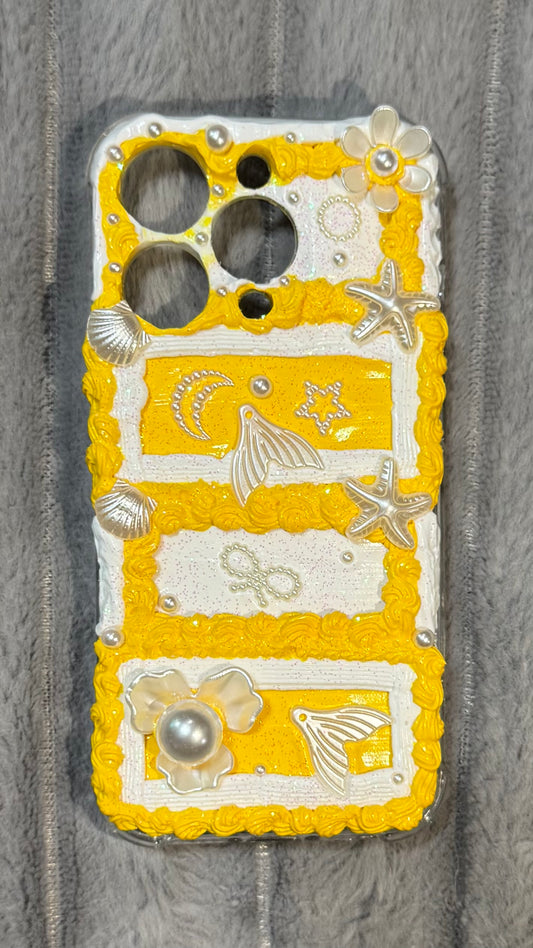 Handmade Ocean Whipped Cream Phone Case – Yellow Mermaid Aesthetic