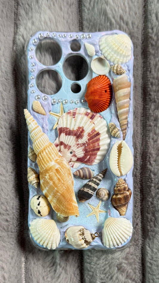 Ocean-Inspired Handmade Seashell Whipped Cream Phone Case – Custom Beach Aesthetic