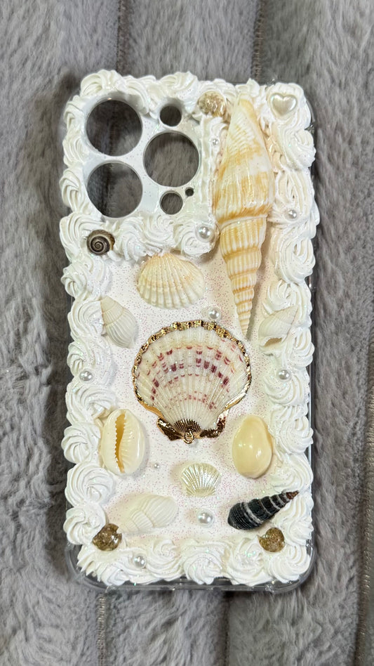 Handmade Ocean Shell Cream Phone Case – Beachcore Aesthetic