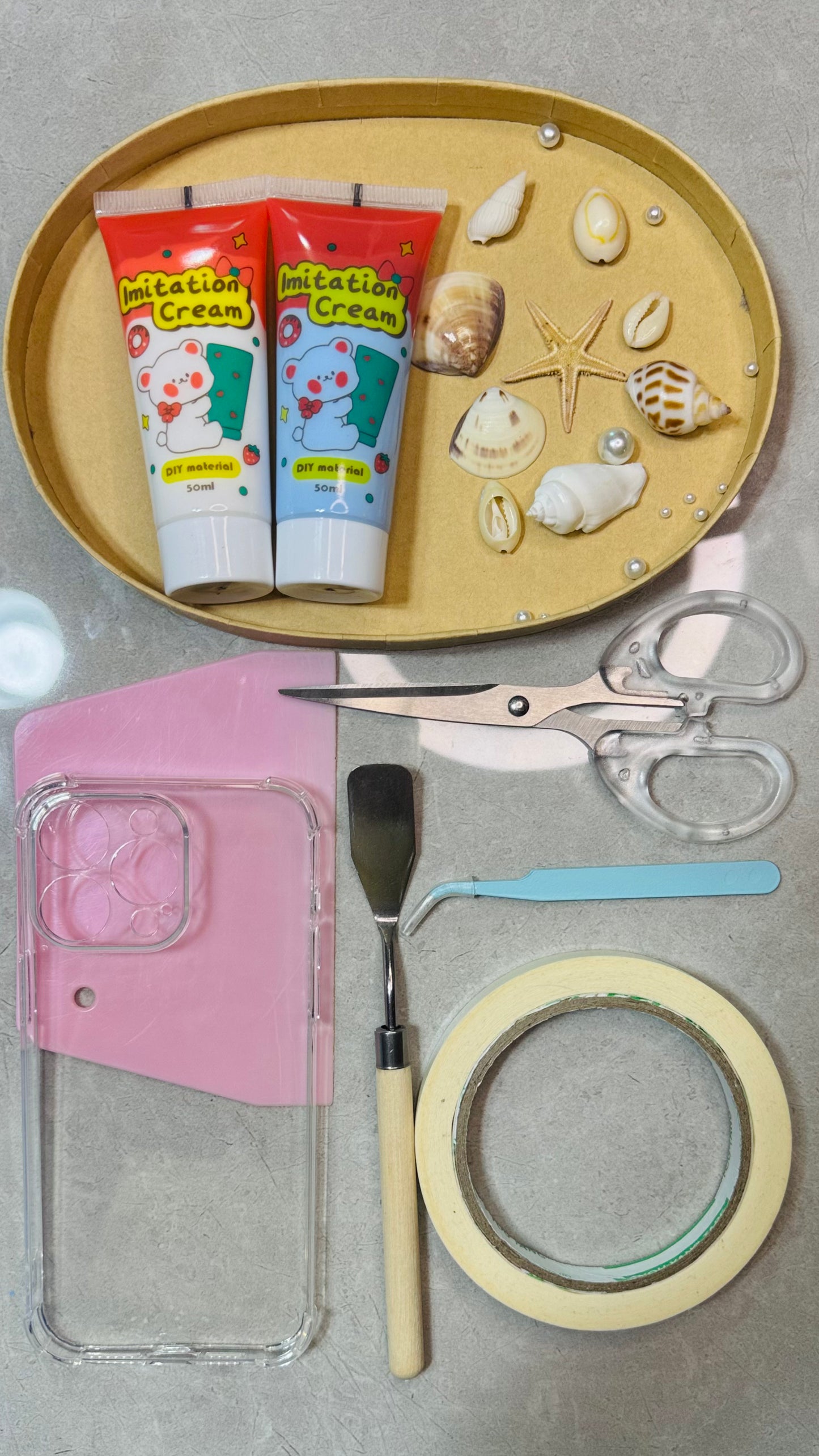 Handmade Ocean-Themed Whipped Cream Phone Case with Real Seashells & Starfish | Custom 3D Design