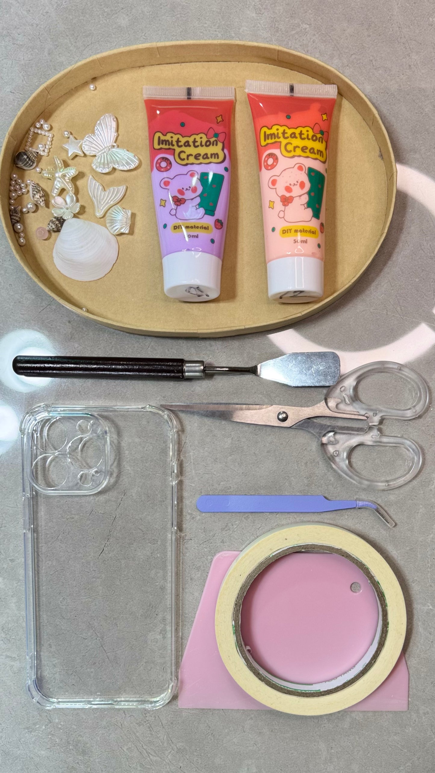Handmade Ocean Fantasy Whipped Cream Phone Case – Peach & Lavender Seashell Design