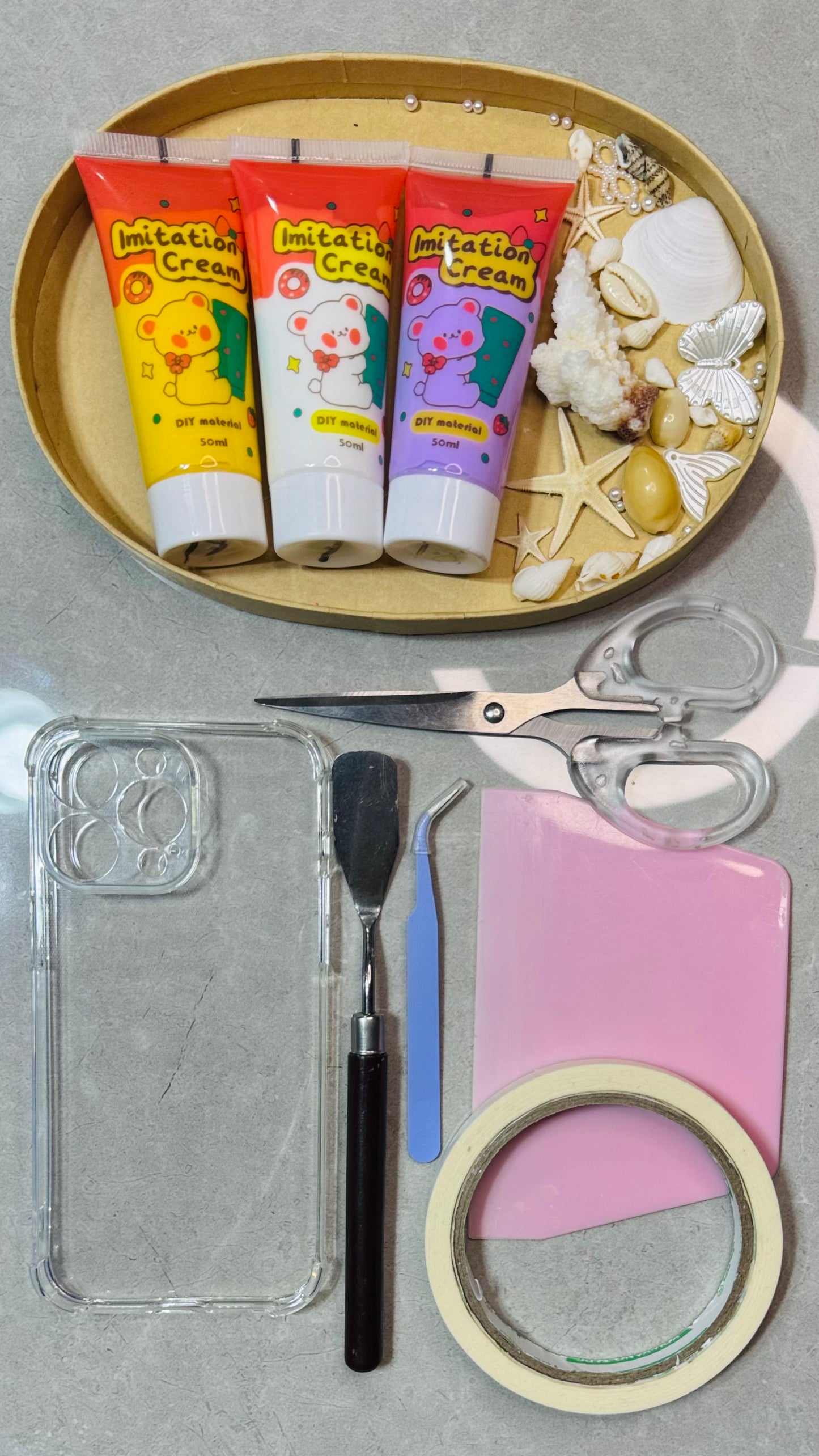 Ocean Breeze Handmade Whipped Cream Phone Case – Starfish, Shells & Pearls