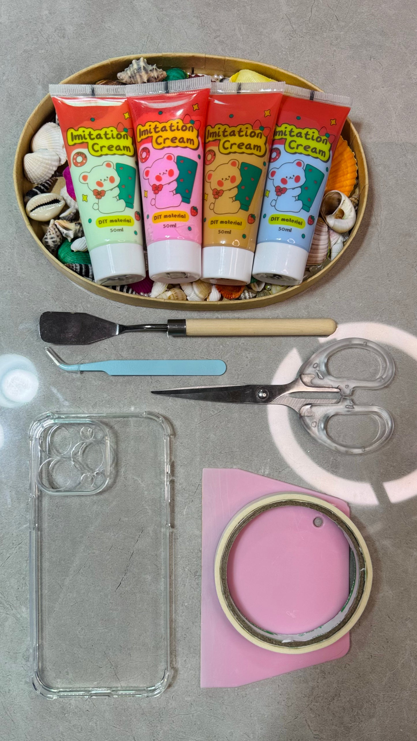 🌊 Mermaid Fantasy Seashell Cream Glue Phone Case – Handmade Ocean Vibes