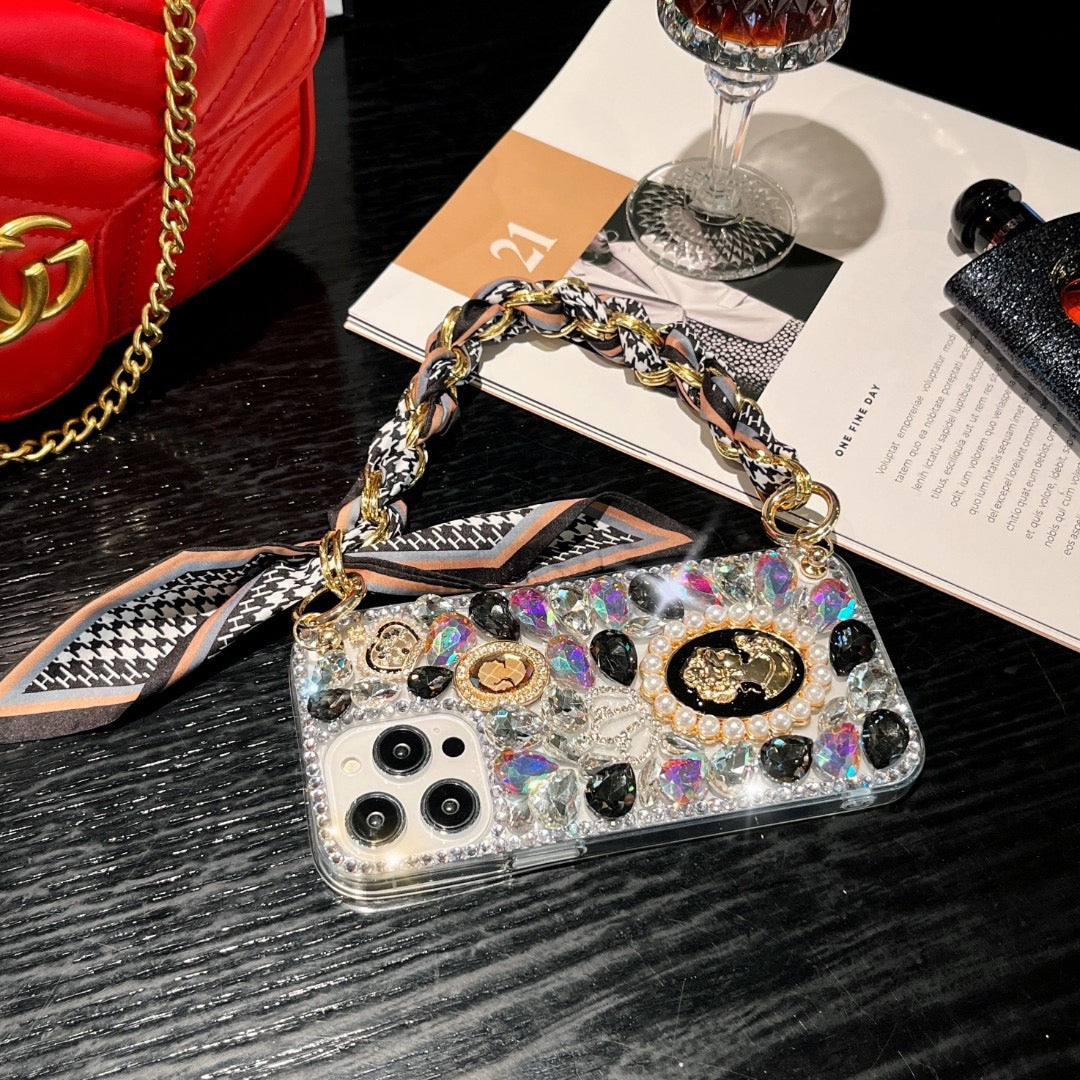 Funda para teléfono hecha a mano con pegamento crema “Vibrant Bloom”