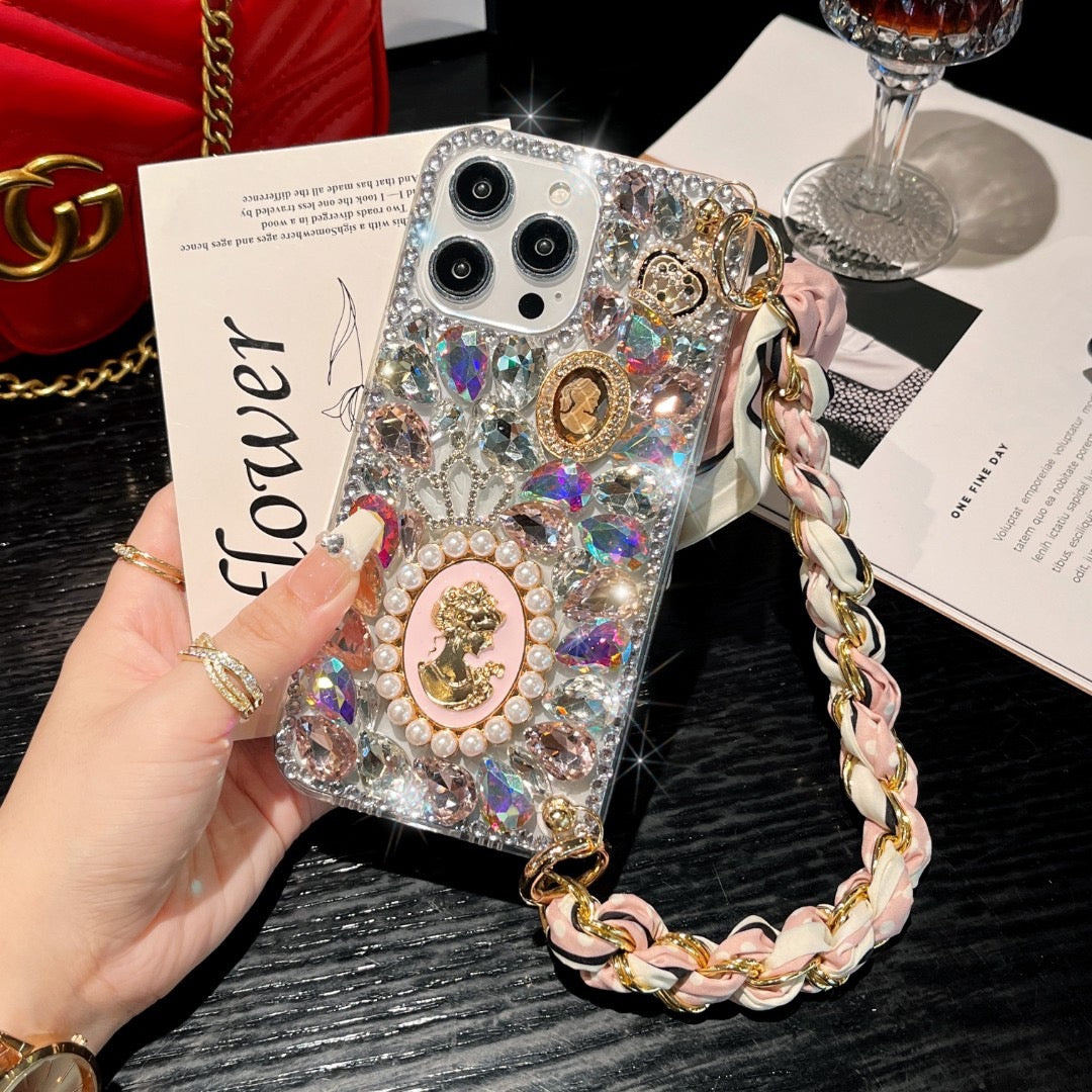 Funda para teléfono hecha a mano con pegamento crema “Vibrant Bloom”