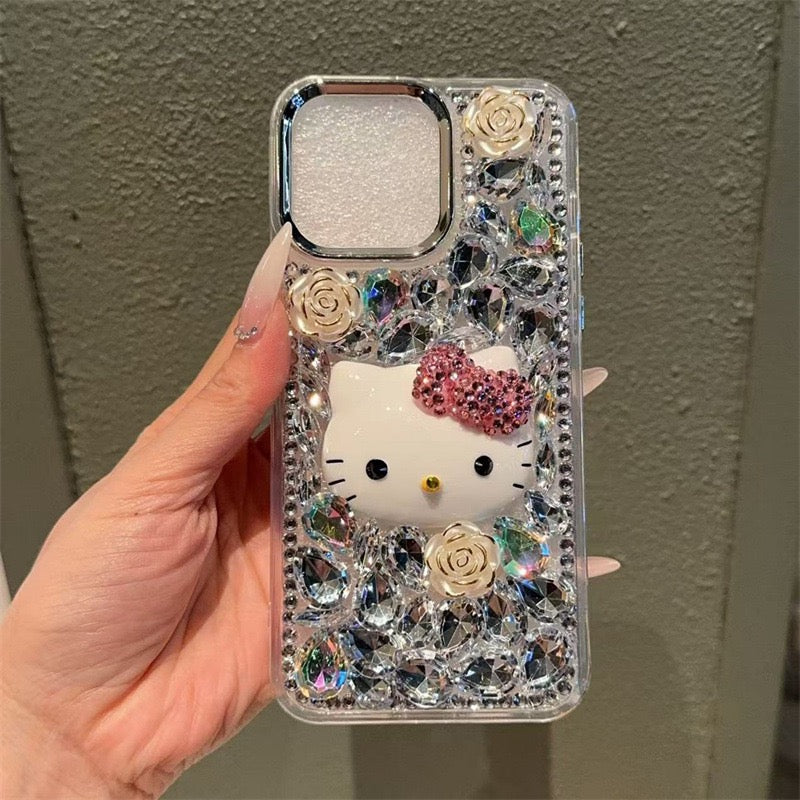 Funda para teléfono hecha a mano con pegamento crema “Vibrant Bloom”