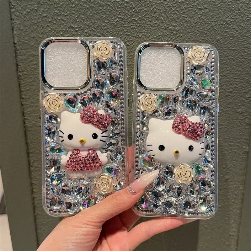 Funda para teléfono hecha a mano con pegamento crema “Vibrant Bloom”