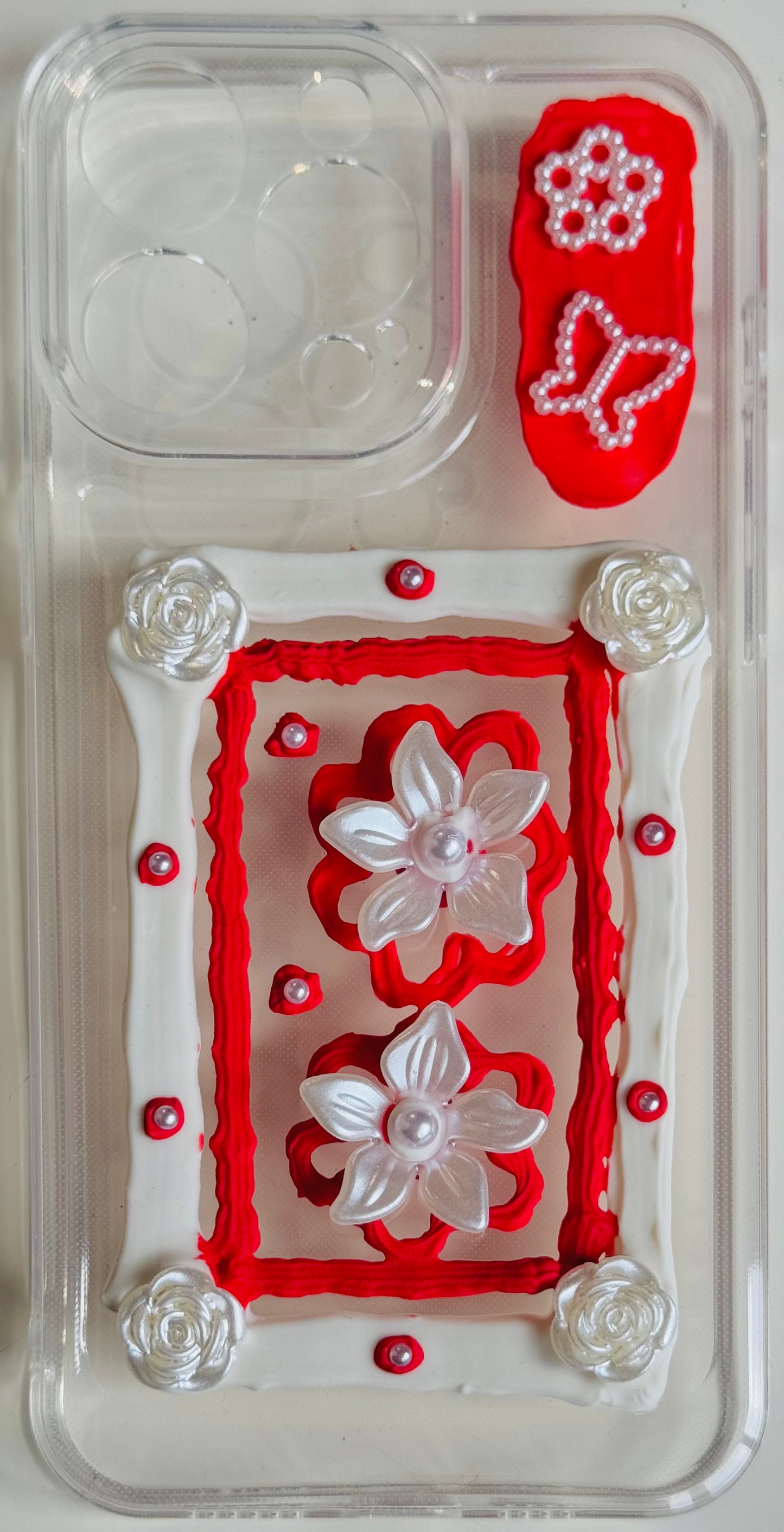 "Romantic Elegance" Handmade Cream Glue Phone Case