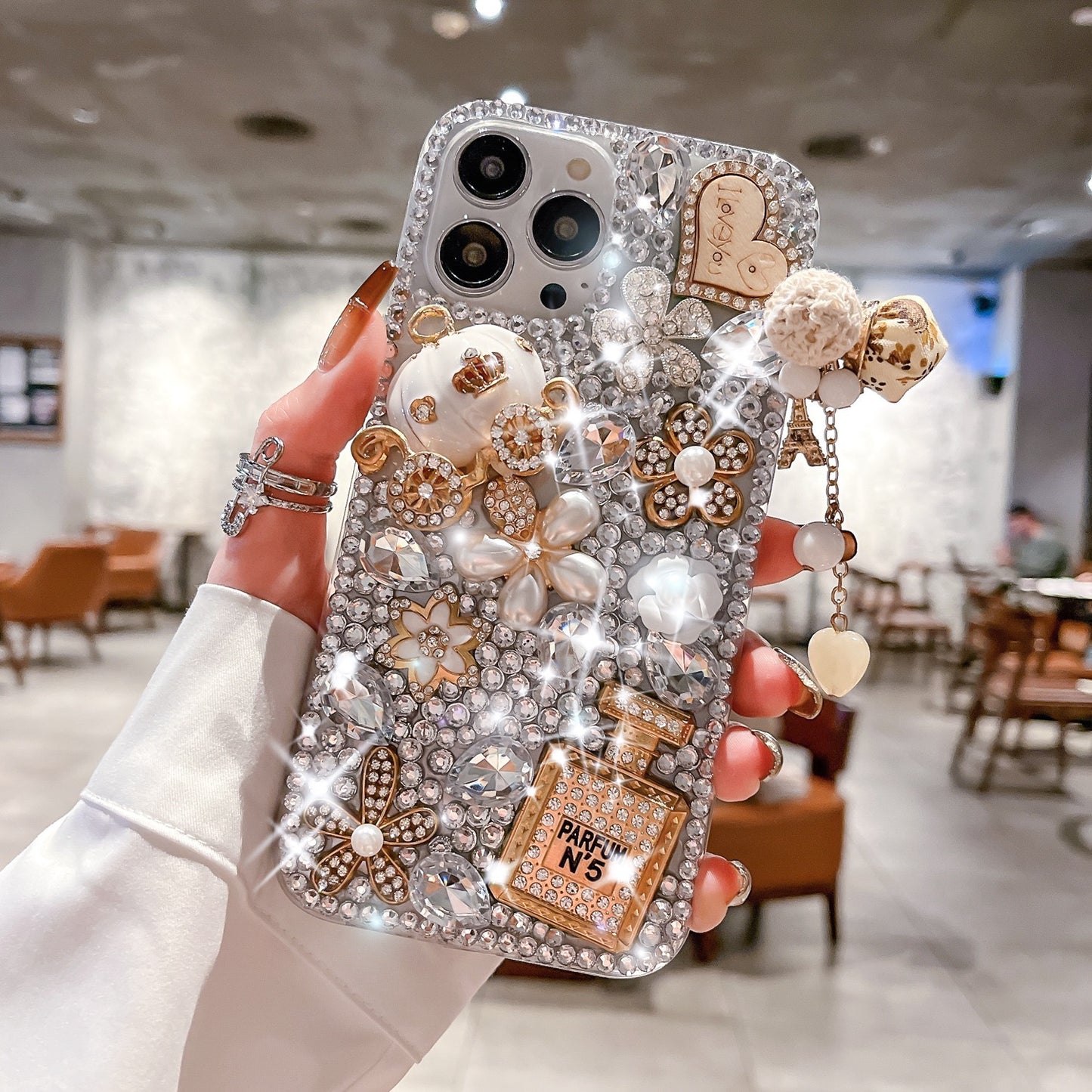 ✨ Luxury Bling Perfume & Teddy Crystal iPhone Case ✨