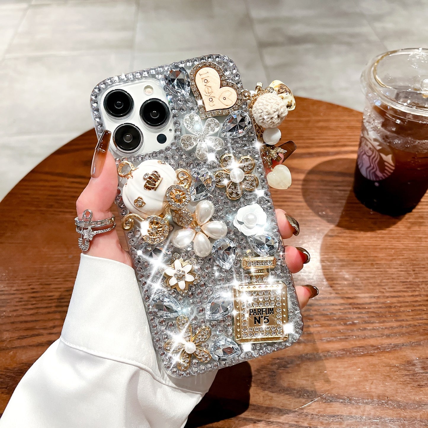 ✨ Luxury Bling Perfume & Teddy Crystal iPhone Case ✨2