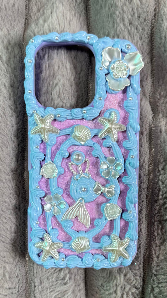 🌊 Mermaid’s Dream | Handmade Ocean Fantasy Cream Phone Case.2