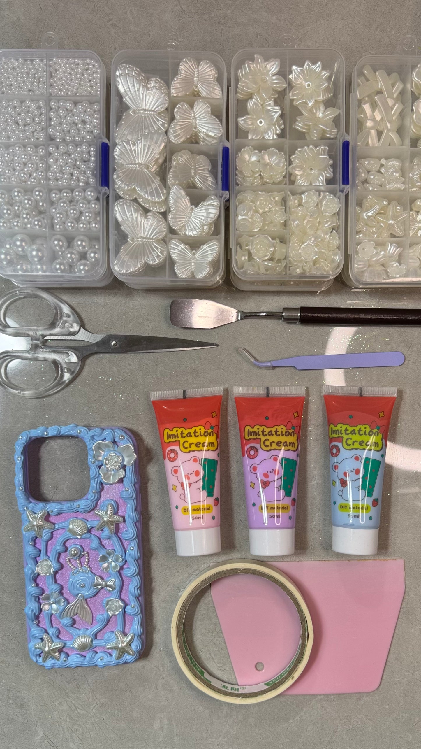 š Mermaidās Dream | Handmade Ocean Fantasy Cream Phone Case.materials