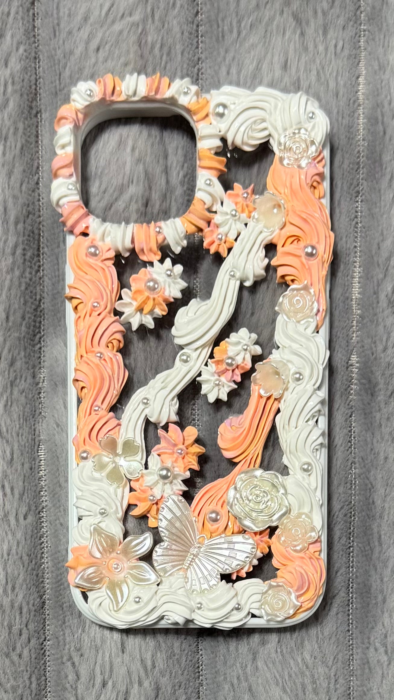 Peach Dream Butterfly Whipped Cream Phone Case.2