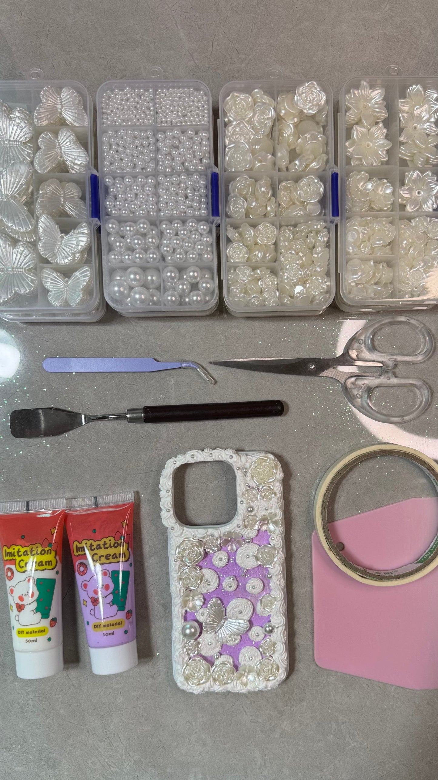 Pearl Blossom Butterfly | Elegant Handmade 3D Phone Case.materials