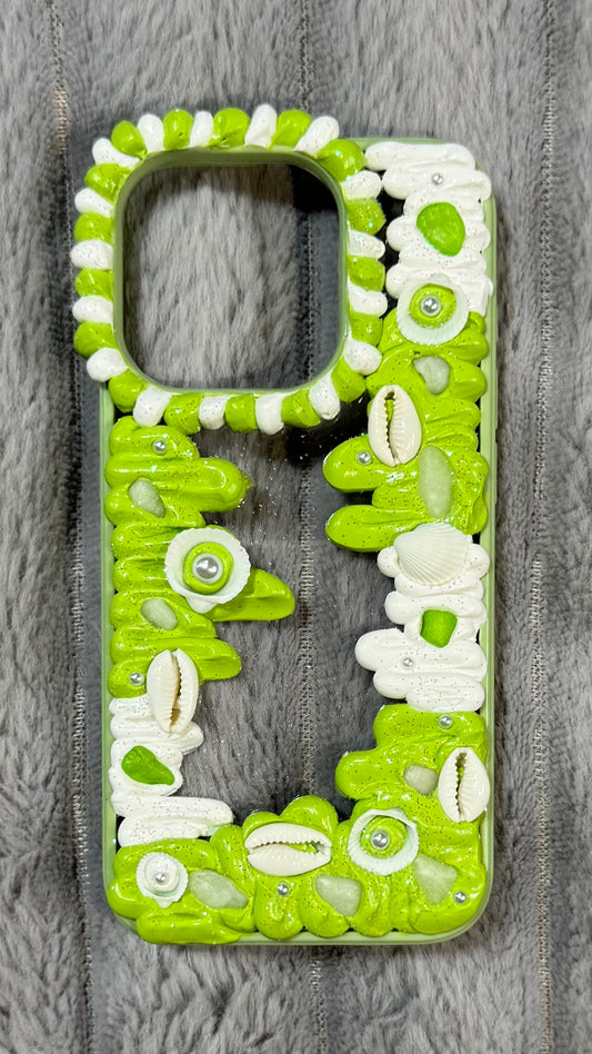 Tropical Seashell Green Cream Phone Case – Handmade Style.2