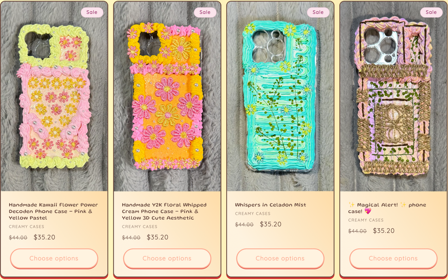 Funda para teléfono hecha a mano con pegamento crema “Vibrant Bloom”