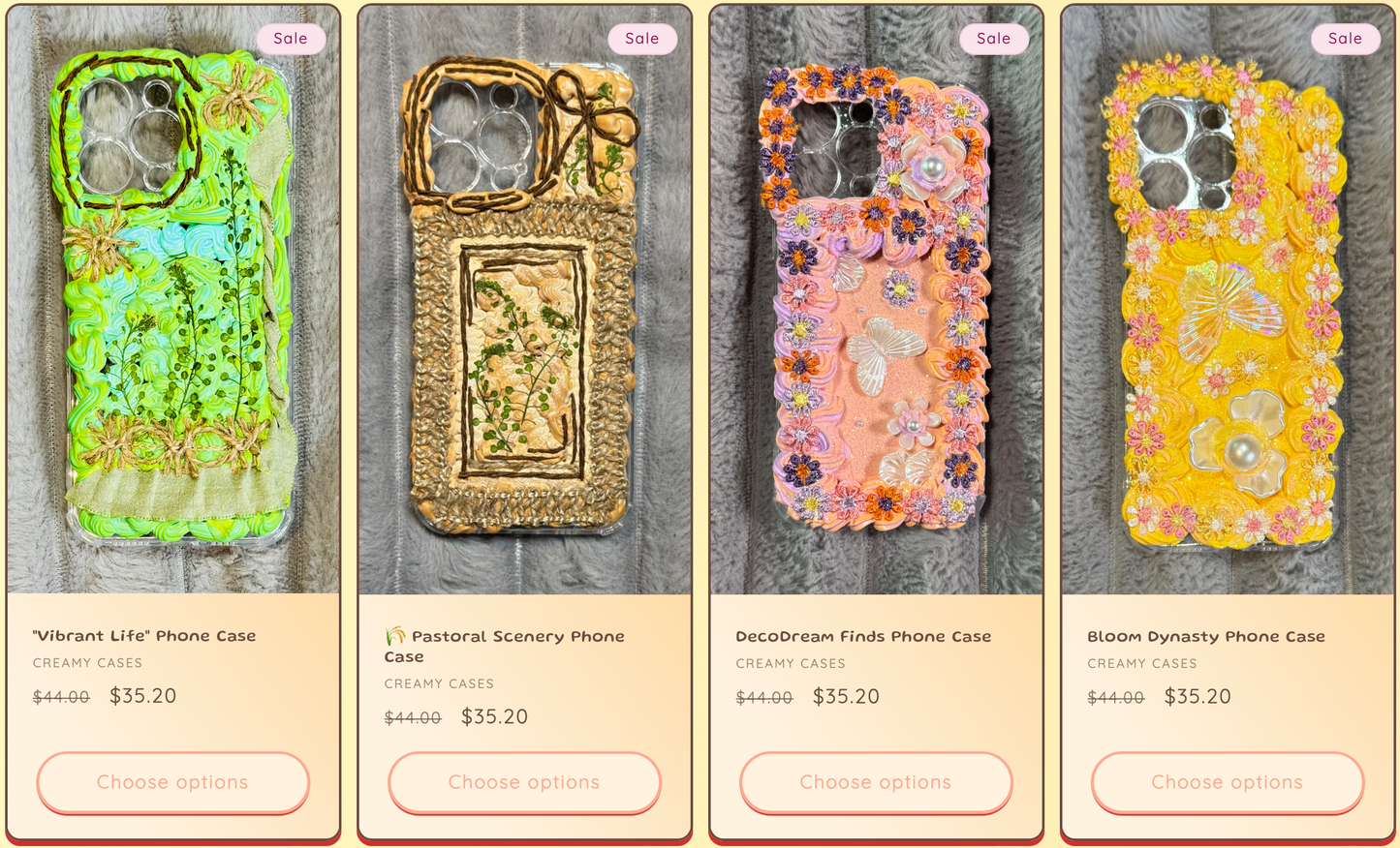 Funda para teléfono hecha a mano con pegamento crema “Vibrant Bloom”