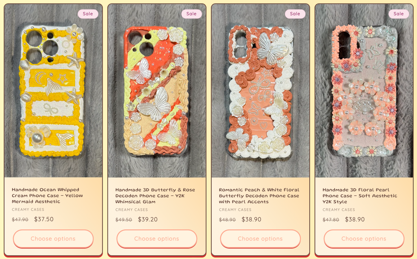 Funda para teléfono hecha a mano con pegamento crema “Vibrant Bloom”