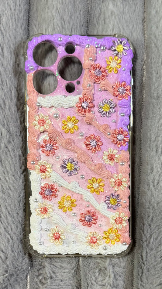 Whipped Pastel Garden Phone Case – Handmade Creamy Floral Charm.2