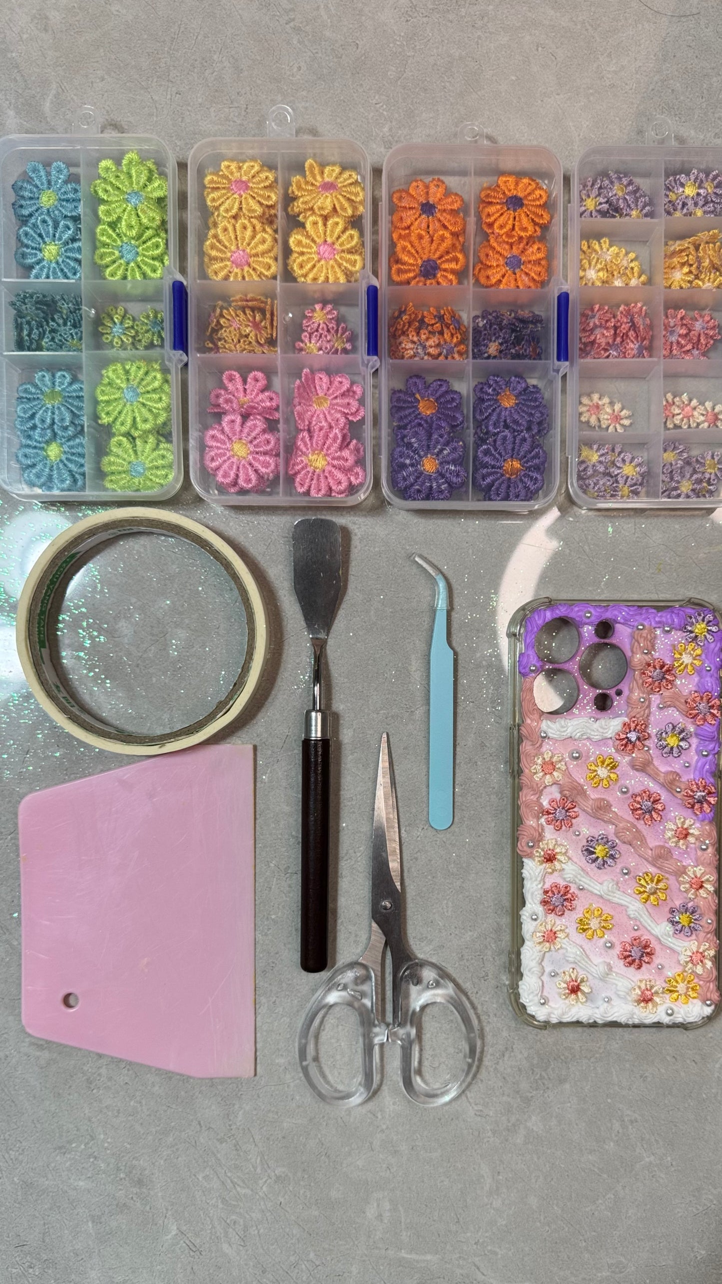 Whipped Pastel Garden Phone Case – Handmade Creamy Floral Charm.materials