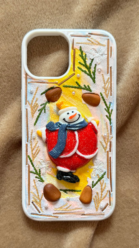 Cute Snowman Christmas Phone Case – Handmade Winter Design