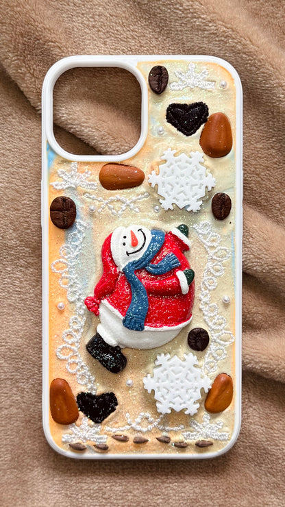 Handmade Christmas Snowman Cream Phone Case