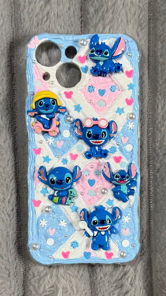 Handmade Stitch Cream Glue Phone Case - A Must - Have for Disney Fans